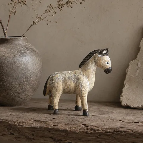 Nordisch Massivholz Zebra Figur Vintage Gealtert Holzschnitzerei Tier Statue Heimdekoration Tisch Ornament Kunst Handwerk Geschenk