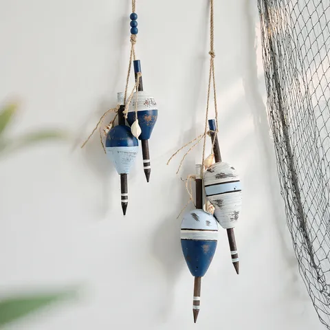 Mediterranean Wooden Distressed Float Pendant Wall Hanging Nautical Ocean Theme Decor Bar Cafe Home Wall Art Ornament