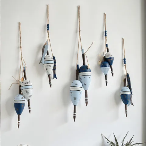 Mediterranean Wooden Distressed Float Pendant Wall Hanging Nautical Ocean Theme Decor Bar Cafe Home Wall Art Ornament