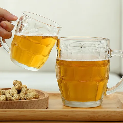 Clear Glass Coffee Mug Pineapple Pattern Heat-Resistant Beer Stein Drinking Cup With Handle For Home Kitchen Bar Drinkware