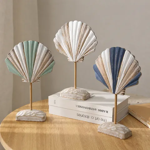 Stile Mediterraneo Ornamento di Conchiglia in Legno Decorazione da Tavolo Per Casa Soggiorno Mobile TV