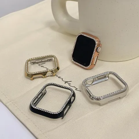 Custodia Protettiva Rigida in PC con Strass per Orologio Intelligente Cover Paraurti Galvanizzata Scocca Lucida Accessorio