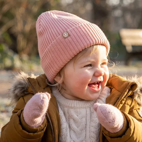 Bonnet en Tricot Bébé Hiver Épais Doublé Polaire Chaud Bonnet à Côtes pour Nourrisson Extérieur Garçons Filles