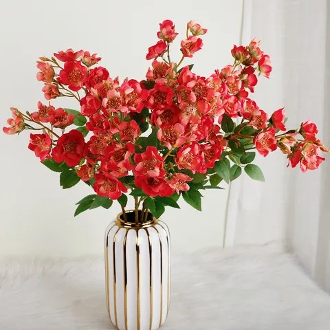 Artificial Silk Rose Flower Branches 4-Forked Fake Flowers Pastoral Style Home Wedding Decoration Floral Arrangement