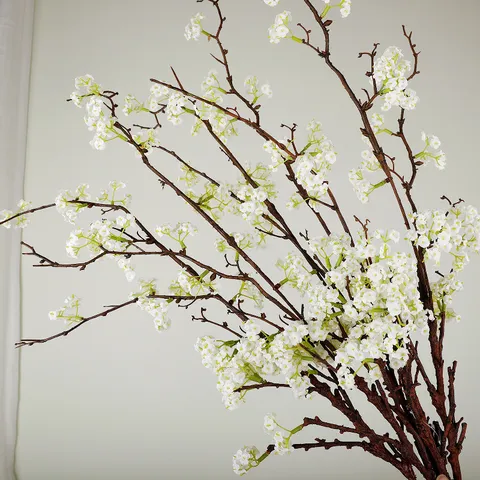 Nordic Style Artificial Snow Willow Branch White Snowball Flower Bouquet Silk Floral Home Room Indoor Decor