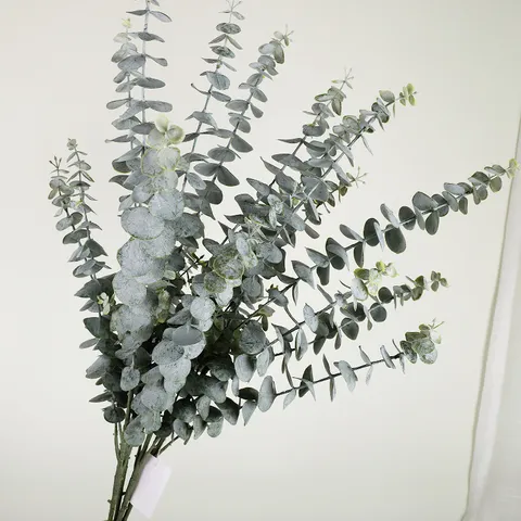 3D Printed 5-Fork Eucalyptus Leaves Artificial Green Plants Fake Branches For Home Room Indoor Hotel Floral Decor Arrangement