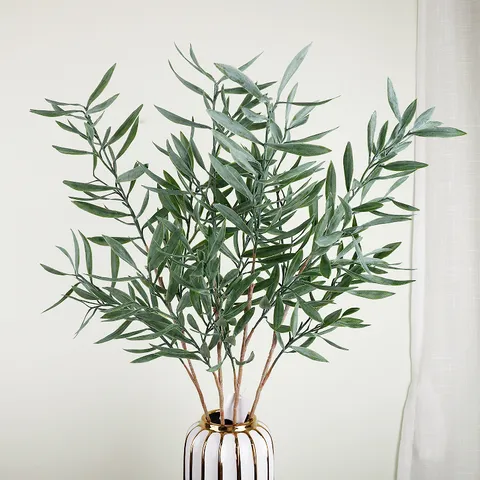 Artificial Olive Leaves Branches Fake Greenery Plant Stem For Wedding Home Living Room Indoor Outdoor Decor Floral Arrangement