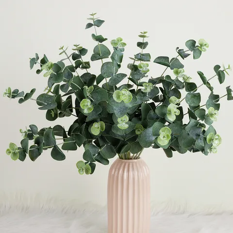 Artificial Eucalyptus Leaves Branch Fake Money Leaf Greenery Stem Silk Flower For Home Interior Wedding Party Decoration