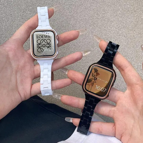 Hars Horlogeband Compatibel Met Apple Watch Creatieve Ins Stijl Schakelband Voor Smartwatch Vrouwen Sieraden