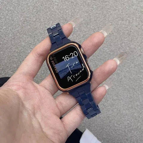 Hars Horlogeband Compatibel Met Apple Watch Creatieve Ins Stijl Schakelband Voor Smartwatch Vrouwen Sieraden