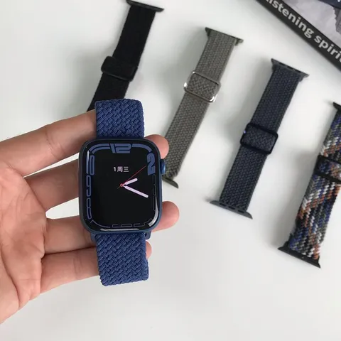 Elastic Braided Nylon Watch Strap For Smart Watch Replacement Sport Loop Adjustable Breathable Woven Wristband Band