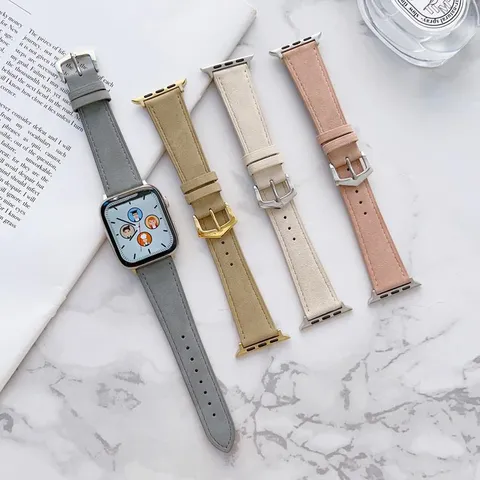 Retro Echt Leder Smartwatch Horlogeband Compatibel Met Apple Watch Ultra Serie Vintage Stijl Vervangende Band