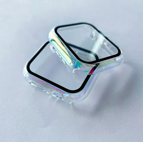 Kleurrijke Gegalvaniseerde PC Beschermhoes Met Gehard Glas Screen Protector Voor Smartwatch Accessoires