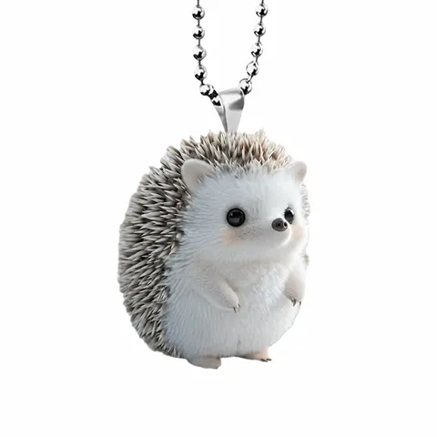 Acrylic Flat Hedgehog Pendant With 3D Effect Print Cute Animal Hanging Ornament For Car Rearview Mirror Backpack Keychain Accessory Decor