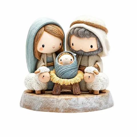 Nordic Acrylic Nativity Scene Christmas Tabletop Ornament Rotating Ballet Girl Carousel Printed Flat Decorative Stand Gift