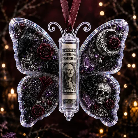 Acryl Weihnachten Halloween Schmetterling Bargeld Geschenhalter Ornament Kreative Geldclips Für Feiertagsfeier Haus Dekor Geschenk