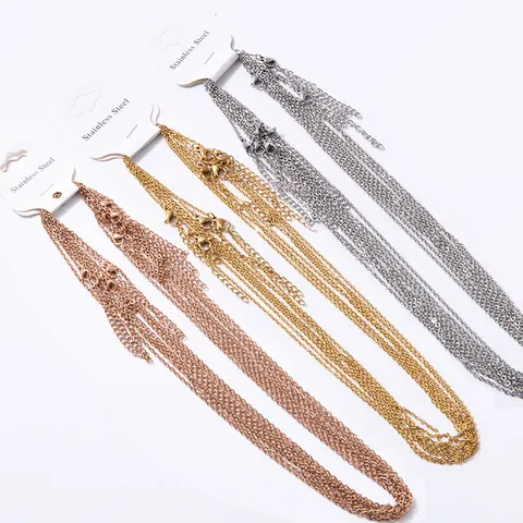 Collar de Clavícula de Cadena Cruzada Aplanada en Forma de O de Acero Inoxidable Dorado Plateado Chapado en Oro Rosa Regalo de Joyería