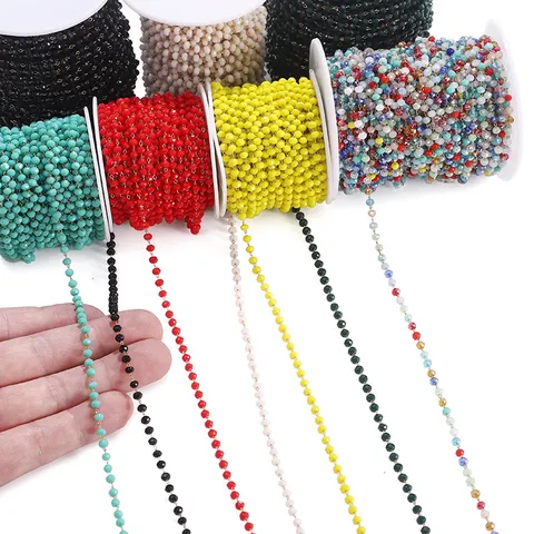 Accesorios de Joyería de Cadena de Cuentas de Vidrio de Cristal de Acero Inoxidable DIY Creativo
