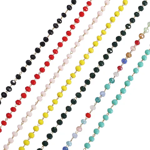 Accesorios de Joyería de Cadena de Cuentas de Vidrio de Cristal de Acero Inoxidable DIY Creativo