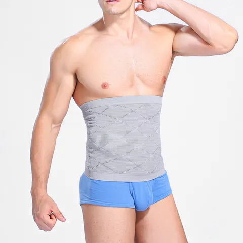 Men's Belly Control Waist Shaper Slimming Belt Body Shaper Trimmer Girdle For Men Weight Loss Sports Fitness Support Black Grey