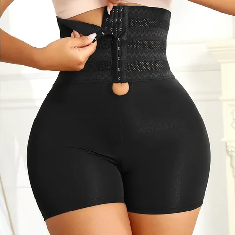 Women Plus Size High Waist Shapewear Shorts Tummy Control Hip Lift Shaping Panties With Row Hooks Breathable Mesh Body Shaper