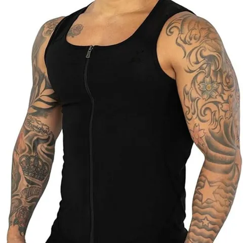 Heren Polymeer Zweet Body Sculpting Vest Met Rits Sauna Tank Top Voor Fitness Gym Workout Afslanken Shapewear Activewear Top