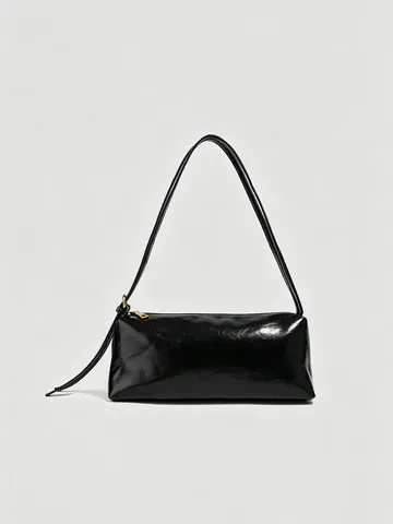 Women's Retro Minimalist PU Leather Underarm Bag Large Capacity Oil Wax Texture Shoulder Tote Bag Casual Daily Commuting Bag