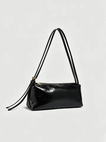 Women's Retro Minimalist PU Leather Underarm Bag Large Capacity Oil Wax Texture Shoulder Tote Bag Casual Daily Commuting Bag