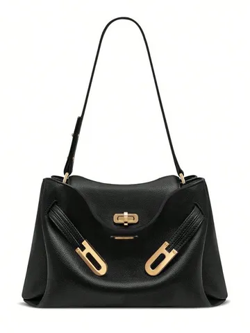 Women New Kelly Style Lock Handbag PU Leather Large Capacity Versatile Commute Shoulder Crossbody Underarm Bag For Daily Use