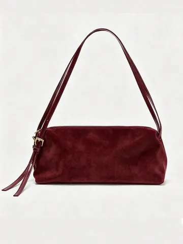 Women Suede PU Leather Underarm Bag Vintage Shoulder Bag Solid Color Casual Commuting Handbag For Office Daily Wear