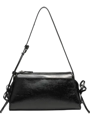 Niche Design Women Underarm Bag Mini Square PU Patent Leather Shoulder Bag With Bow Decoration Elegant Handbag For Daily Match