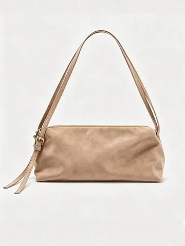 Women Suede PU Leather Underarm Bag Vintage Shoulder Bag Solid Color Casual Commuting Handbag For Office Daily Wear
