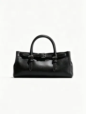 Women Urban Minimalist PU Leather Shoulder Bag Buckle Decor Commuter Handbag Crossbody Satchel Office Briefcase Solid Color