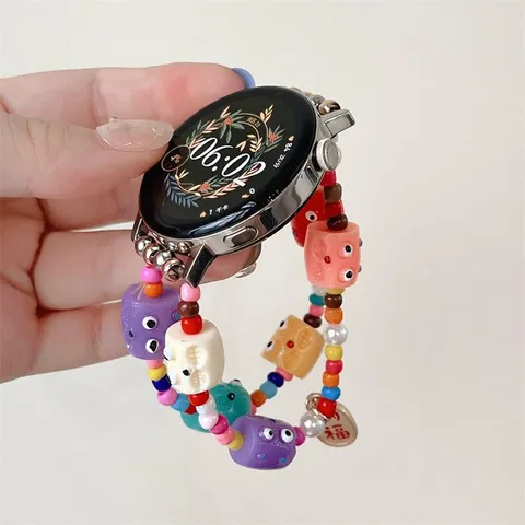Creatieve Kleurrijke Kleine Monster Kraal Smartwatch Band Hars Legering Vervanging Strap Voor Vrouwen Mode Cadeau