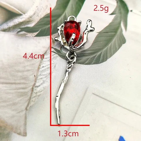 Modieuze Zinklegering Rozenbloem Hanger Rode Kunstmatige Edelsteen Ketting Accessoire DIY Sieraden Maken Ambacht Cadeau