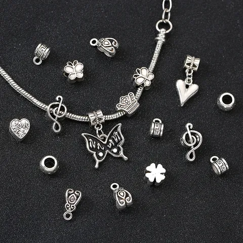 Alliage de Zinc Argent Tibétain Perles Vrac DIY Style Ethnique Bracelet Collier Accessoires de Bijoux