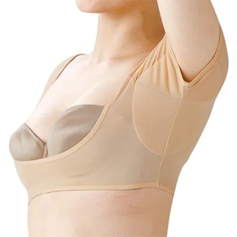 Gilet de Sudation sous les Bras pour Femmes Été Respirant Anti-odeur Manches Courtes Nude Sous-vêtement pour Bureau