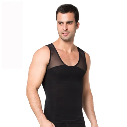 Men Shapewear Compression Tank Top Tummy Control Body Shaper Slimming Vest Breathable Mesh Sport Fitness Undershirt