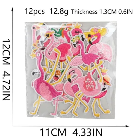 Embroidered Flamingo Patches Cute Pink Cartoon Animal Embroidered Patch Iron On For Clothing Bags Sew On Badges Apparel Decoration Accessories