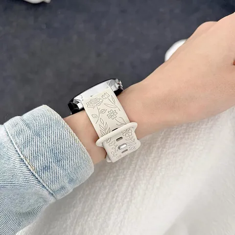 Cinturino per Smartwatch in Silicone Cinturino di Ricambio Con Motivo a Fiore di Rosa Embossed Compatibile Con Accessori Smart Watch Huawei