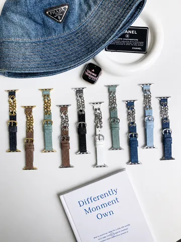 Vintage Denim Metallkette Uhrenarmband Kompatibel Für Apple Watch Ultra Series Armband Mode Armbanduhr Zubehör