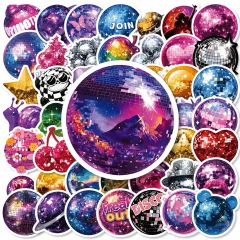 Pegatinas De Planeta Disco Calcomanías De Vinilo Impermeables Trendy Cartoon Pegatinas Estéticas Para Laptop Botella De Agua Funda De Teléfono