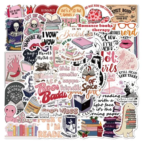 Cartoon Reading Stickers Waterproof Vinyl Decals Aesthetic Bookish Decor For Water Bottle Laptop Scrapbook