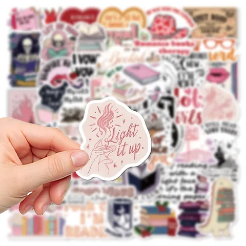 Cartoon Reading Stickers Waterproof Vinyl Decals Aesthetic Bookish Decor For Water Bottle Laptop Scrapbook