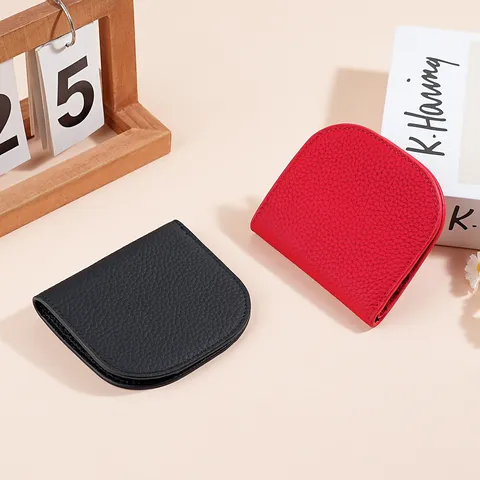 Echte Toplaag Koeienhuid Korte Mini Portemonnee voor Dames Compacte Bifold Kaarthouder Mode Slanke Portemonnee