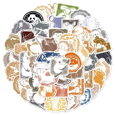 Lindas Pegatinas de Animales Pequeños Postmark Vintage Cartoon Animal Diario Scrapbooking Pegatina Decorativa de PVC