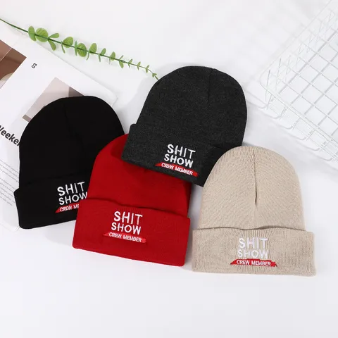 Berretto in Maglia Caldo Invernale Unisex Casual Lettera Ricamata Acrilico Cappello