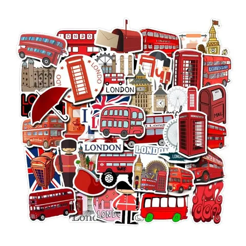 London Roter Bus Graffiti Aufkleber Wasserdicht Reisegepäck Laptop Abziehbilder