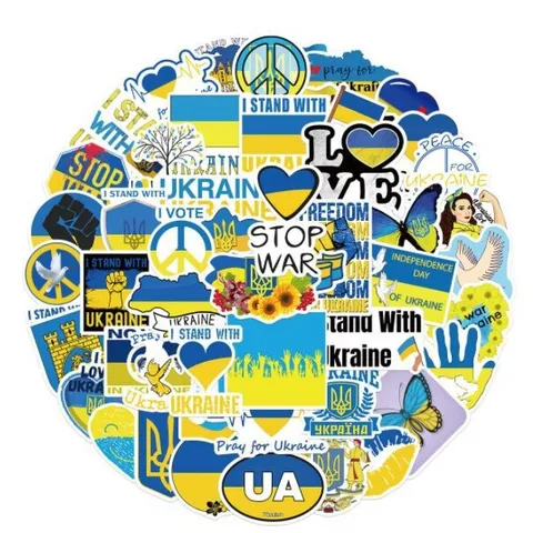 Autocollants en Vinyle Imperméables Thème Ukraine Pack de Stickers Graffiti pour Bagages Ordinateur Portable Skateboard Bouteille d'Eau