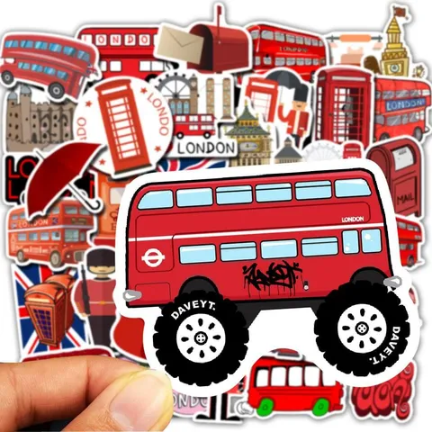 London Roter Bus Graffiti Aufkleber Wasserdicht Reisegepäck Laptop Abziehbilder